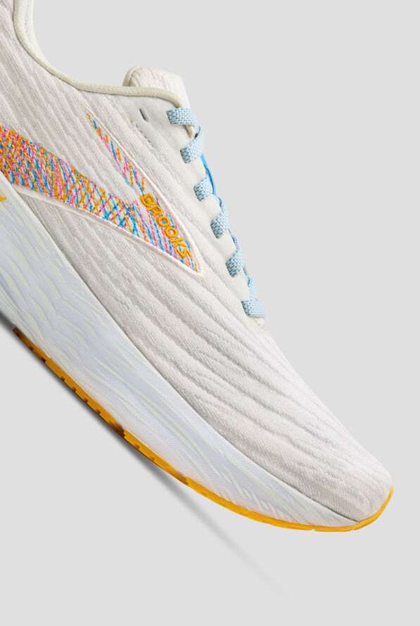 Brooks Women's Launch 11 White Murmur/Blithe Athletic Lace Up Shoes - null - 3