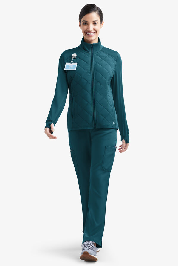 Easy STRETCH Keira Quilted Long Sleeve Scrub Jacket, Nursing Jackets