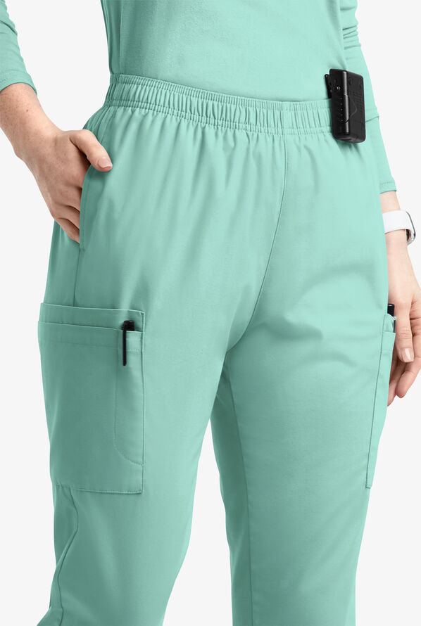 Butter-Soft Originals Women's 7-Pocket Tapered Jogger Cargo Scrub Pants - Water Mint - 2