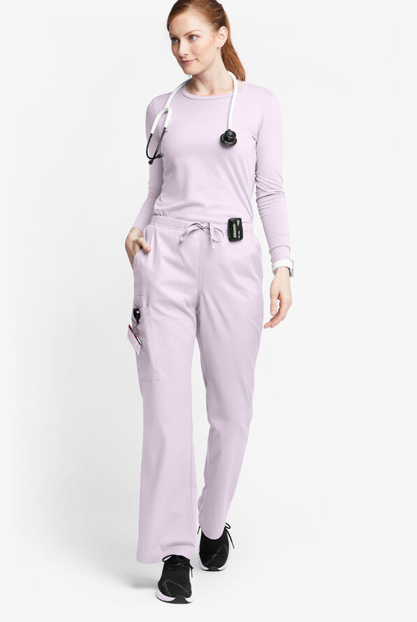 Butter-Soft Originals Women's 6-Pocket Mid Rise Flare Leg Scrub Pants - Tall - Orchid Petal - 4