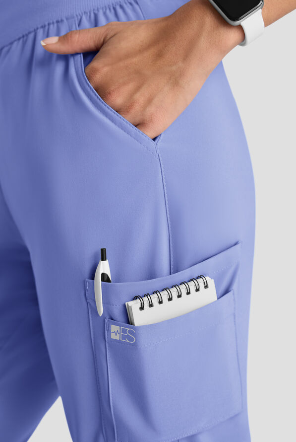 Conjunto de uniforme m&eacute;dico Easy STRETCH con 10 bolsillos para mujer - Ceil Blue - 6