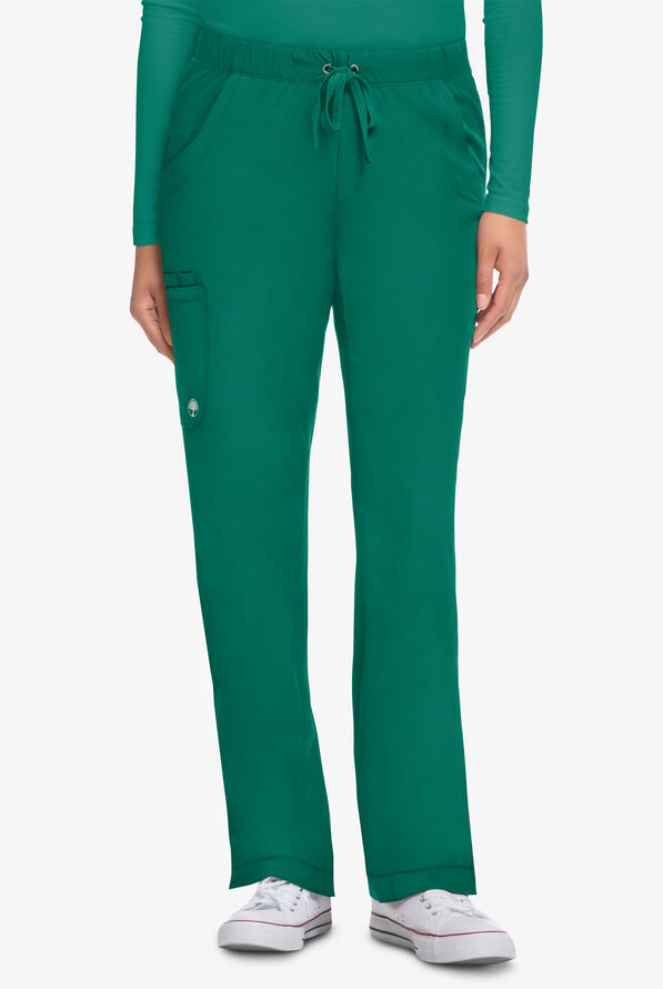 HH Works by Healing Hands Rebecca Women's 6-Pocket STRETCH Drawstring Waist Cargo Scrub Pants - Petite - Hunter - 1