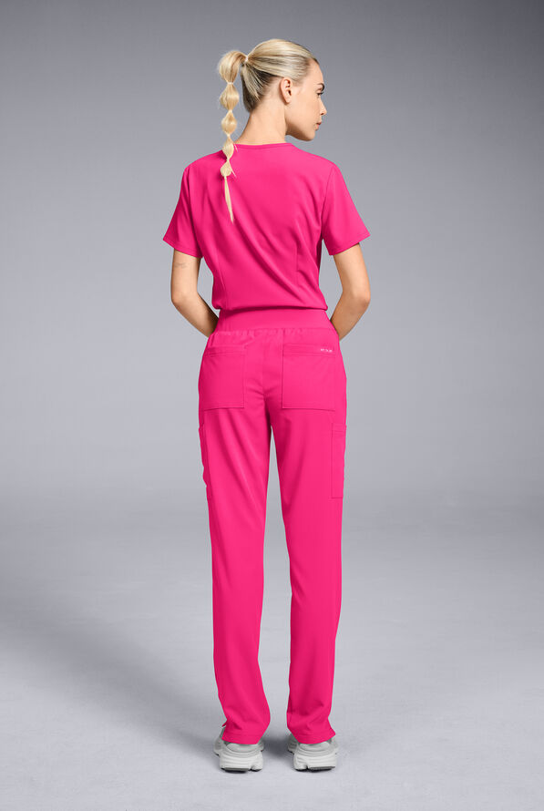 Pantalón médico Hypothesis Base estilo cargo con piernas rectas y 7 bolsillos para mujer - Reactive Pink - 3