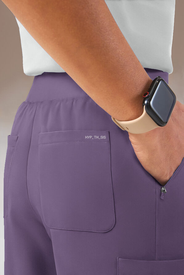 Hypothesis Y-Band Women's 6-Pocket Yoga-Style Knit Waist Wide Leg Scrub Pant - PURPLE DUSK - 5