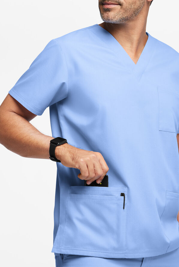 Butter-Soft Originals Men's 6-Pocket V-Neck Scrub Top - Ceil Blue - 4