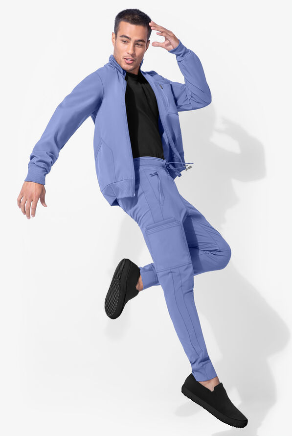 Infinity Men's 5-Pocket STRETCH Cargo Jogger Scrub Pants - Short - Ceil Blue - 4