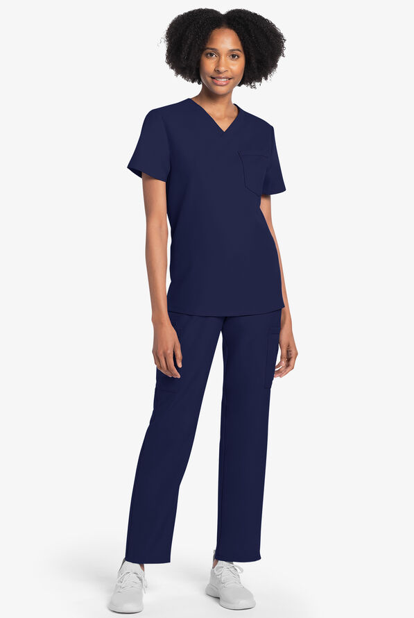 Blusa m&eacute;dica unisex Cherokee Workwear Originals Ultra con cuello en V y 1 bolsillo - Navy - 4