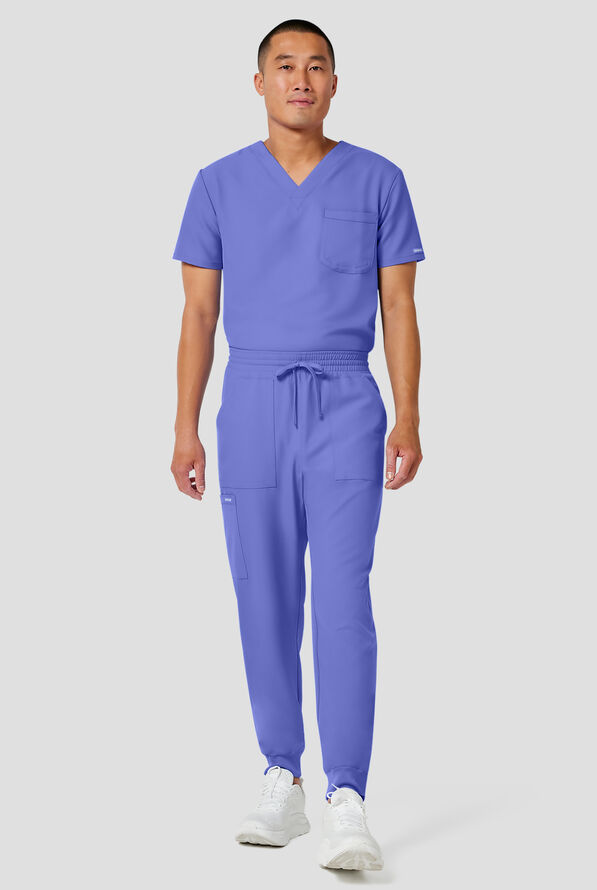 Pantal&oacute;n m&eacute;dico Cherokee Workwear Originals Ultra estilo jogger con cord&oacute;n y 4 bolsillos para hombre - Ceil Blue - 4