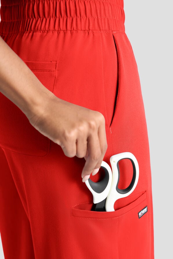 Grey's Anatomy by Barco Emerge Emerson Women's 5-Pocket STRETCH High-Rise Wide Leg Scrub Pants - Sunset Orange - 4