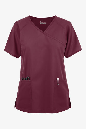 Butter-Soft Originals Women's 3-Pocket Mock Wrap Raglan Sleeve Scrub Top