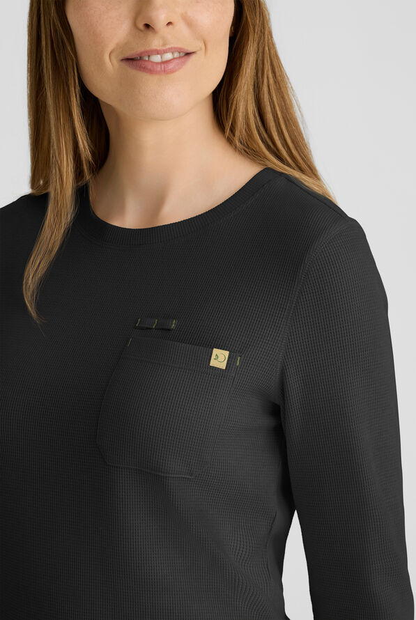 Grey's Anatomy&trade; by Barco Evolve STRETCH Wanderlust Women's 1-Pocket Waffle Knit Underscrub - Black - 3