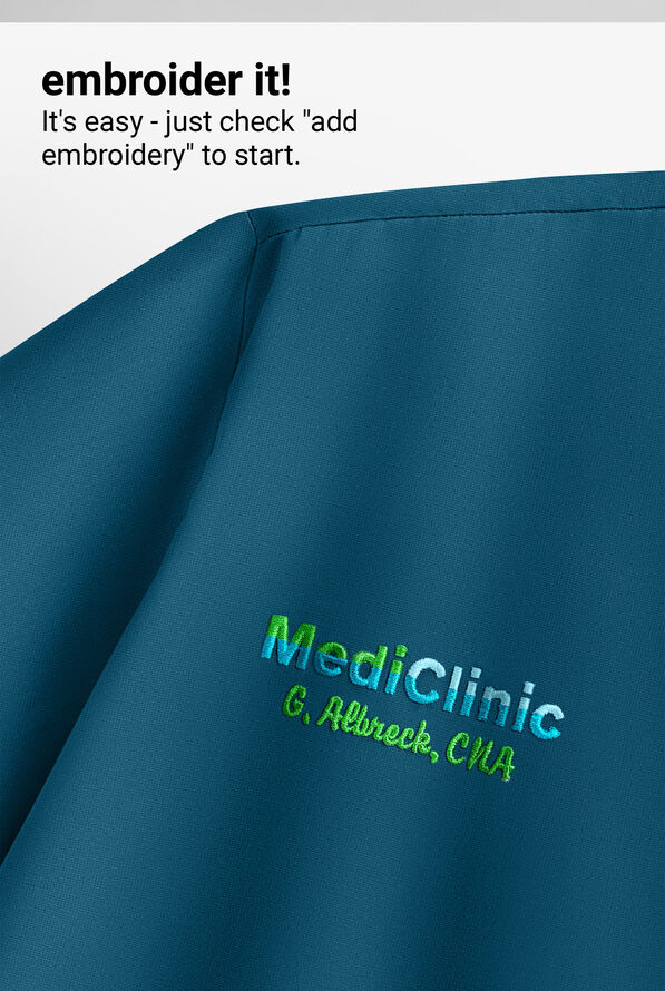 WhisperLite LYRA Women's 2-Pocket STRETCH 3/4" Sleeve Scrub Top - Caribbean Blue - 7