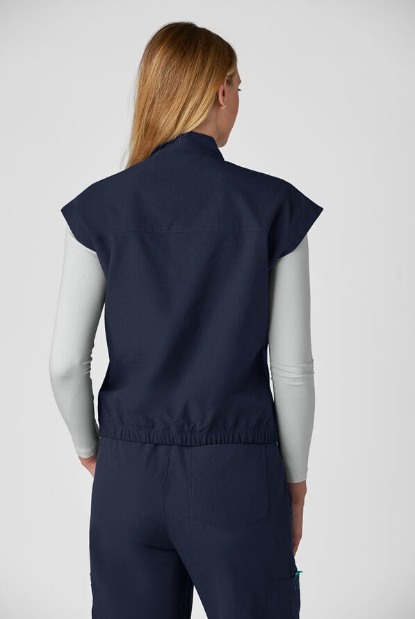 koi Solis Eloise Women's 4-Pocket STRETCH Zip Front Scrub Vest - Navy - 4