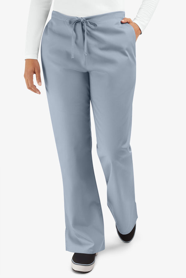 Cherokee Workwear Women's 3-Pocket Flare Leg Drawstring Scrub Pants - Grey - 1