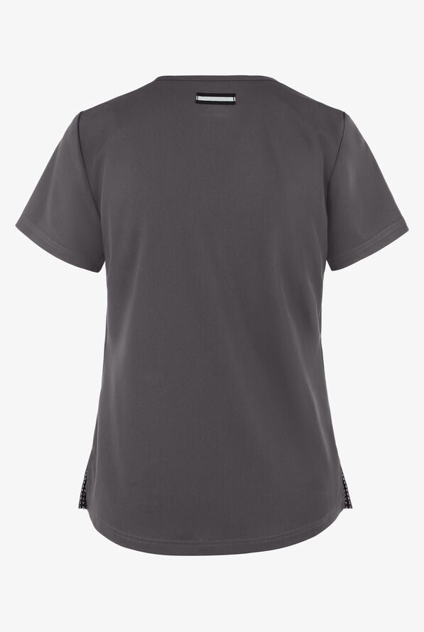 koi Next Gen Ready to Work Women's 1-Pocket STRETCH V-Neck Scrub Top - Charcoal - 2