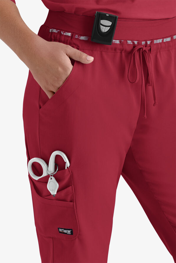 Grey's Anatomy by Barco Spandex STRETCH Serena Women's 7-Pocket Cargo Scrub Pants - Maple Red - 2
