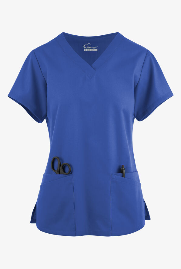 Blusa médica Butter-Soft Originals con cuello en V y 6 bolsillos para mujer - Galaxy - 1