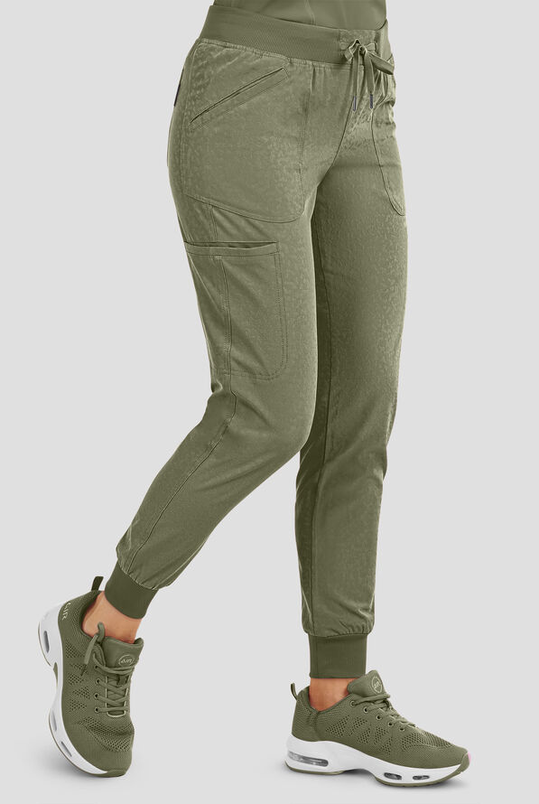 Pantalón médico Zavate Ava Therese Sheba Jacquard STRETCH estilo jogger con 4 bolsillos para mujer - Olive - 1