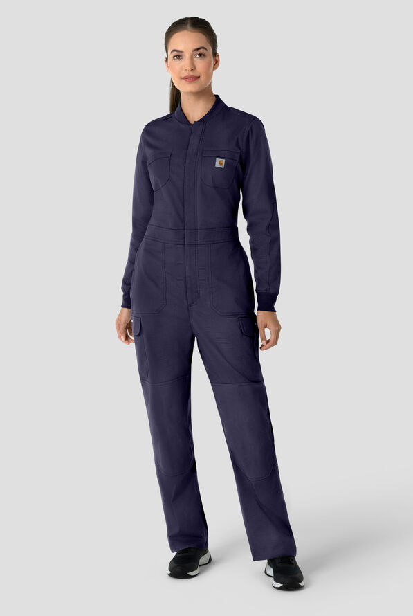 Carhartt FLD & RSCU Women's 11-Pocket Collar Zip Front Ripstop Scrub Coverall - Dark Navy - 1
