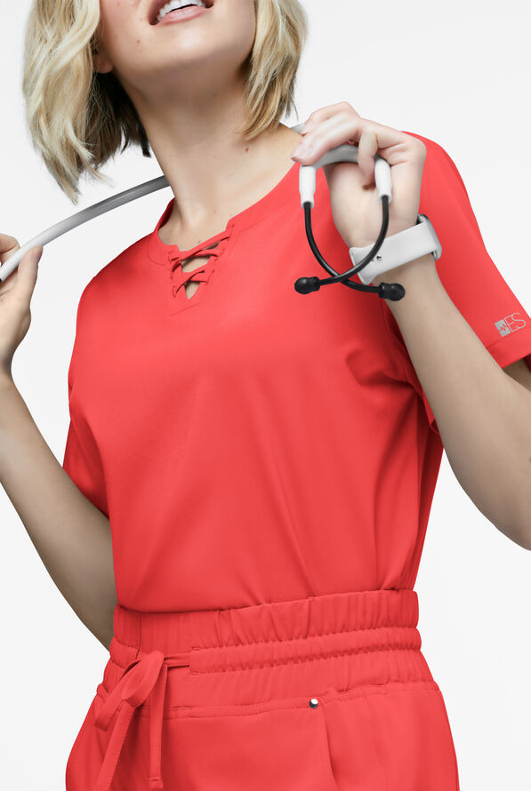 Blusa m&eacute;dica Easy STRETCH GiGi con detalle de lazos para mujer - Radiant Red - 2