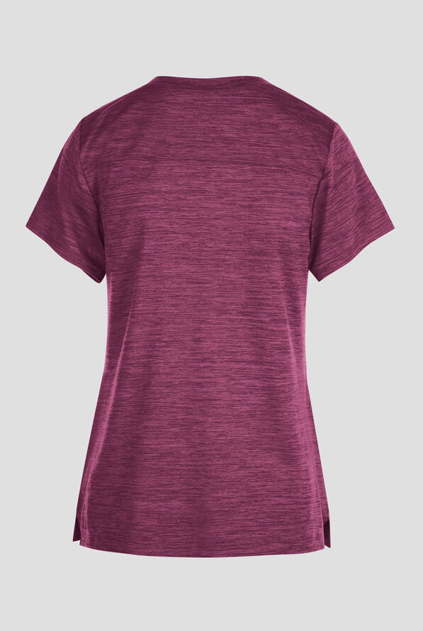 Barco One Performance Knit Victory Women's 2-Pocket STRETCH V-Neck Scrub Top - Dark Mauve Heather - 2