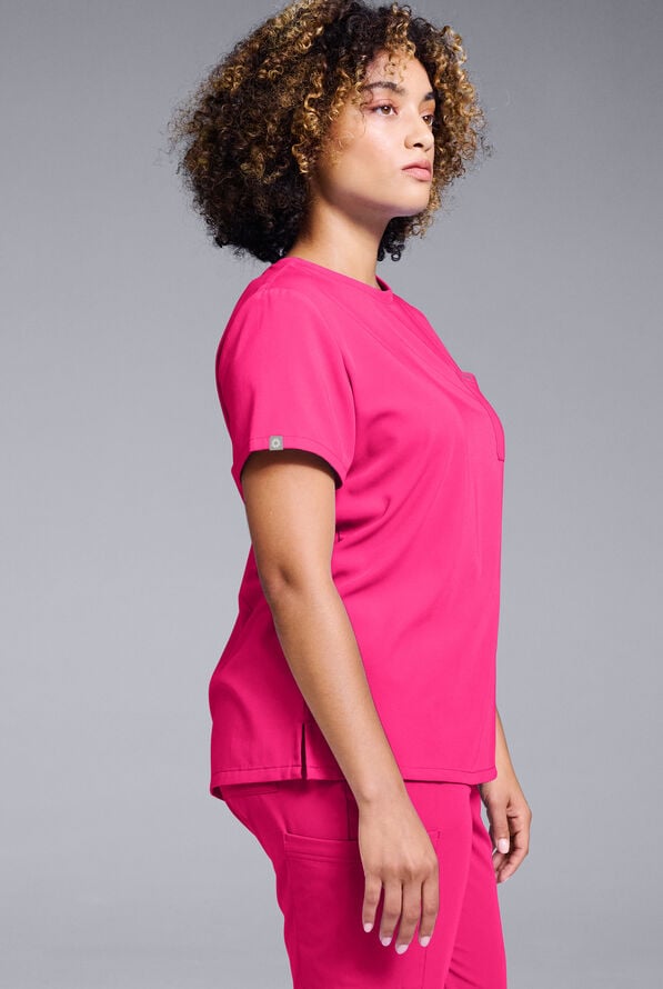 Blusa médica Hypothesis Base con cuello redondo para mujer - Reactive Pink - 2
