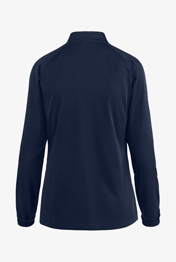 Med Couture Touch Women's 4-Pocket STRETCH Raglan Sleeve Zip Front Scrub Jacket - Navy - 2