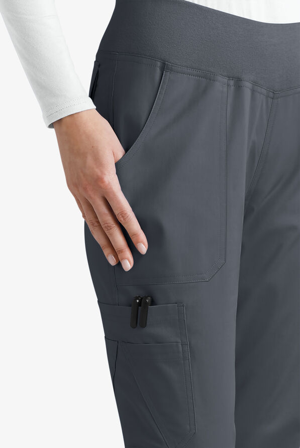 Butter-Soft STRETCH Women's 10-Pocket Active Yoga Scrub Pants - Tall - Pewter - 3