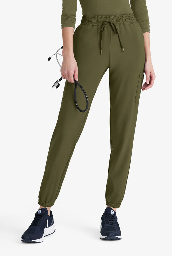 Pantalón médico Grey's Anatomy by Barco Evolve STRETCH Terra Petite estilo cargo jogger con 6 bolsillos para mujer - Fern - 1