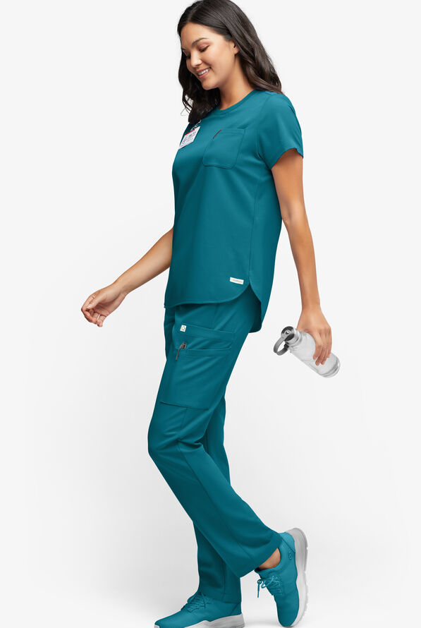 Pantalón médico ReSurge Topaz con cordón ajustable y 11 bolsillos para mujer - Caribbean Blue - 4