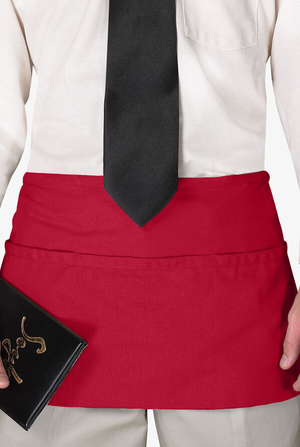 Chef Uniforms Unisex 3-Pocket Front of the House Waist Apron - Red - 1