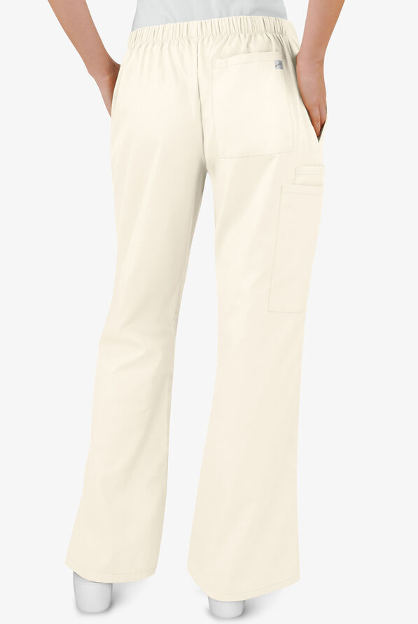 Butter-Soft Core Women's 4-Pocket Elastic Waist Back Drawstring Scrub Pants - Pearl - 2