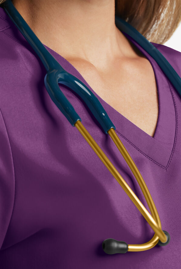 MOVEMENT by Butter-Soft STRETCH Antares Women's 6-Pocket V-Neck Scrub Top - Eggplant - 5