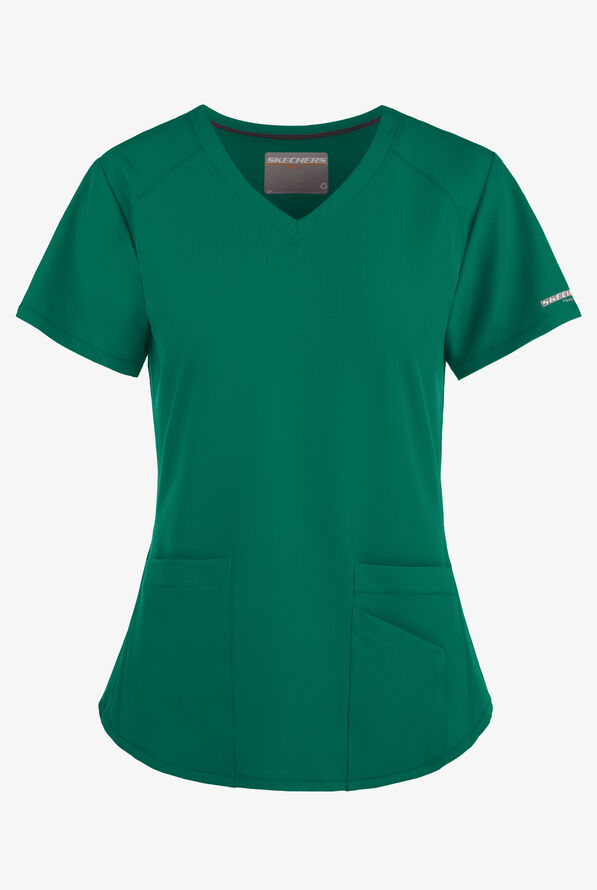 Skechers by Barco Breeze Women's 3-Pocket STRETCH V-Neck Scrub Top - Hunter - 1