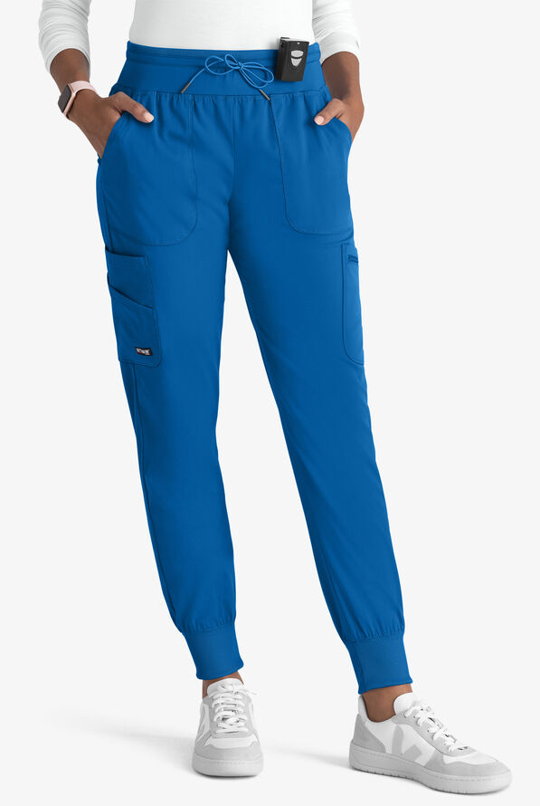 Pantalón médico Grey's Anatomy Spandex STRETCH Carly estilo cargo jogger con 7 bolsillos para mujer - Royal - 1