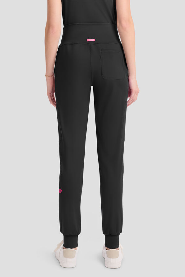 Med Couture Amp Knit Women's 5-Pocket STRETCH High-Rise Cargo Jogger Scrub Pant - Black - 4