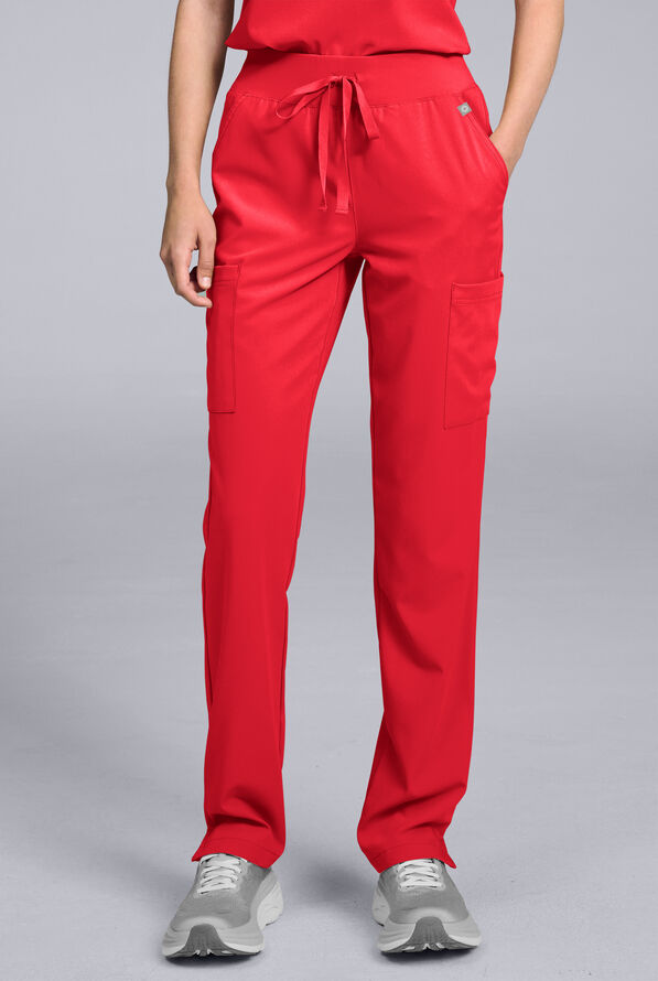 Hypothesis Women's Base 7-Pocket Straight Leg Cargo Scrub Pant - Petite - Hemoglobin - 1