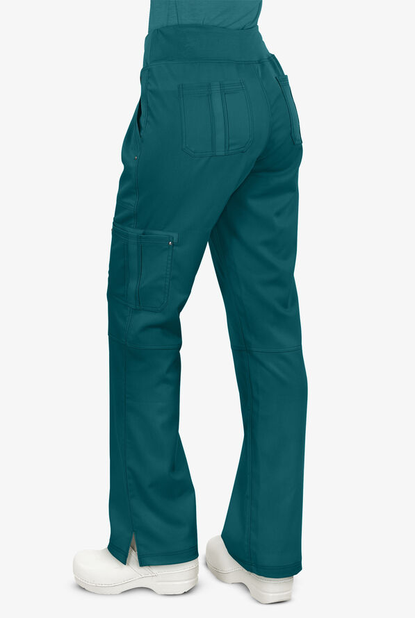 Healing Hands Purple Label Tori Women's 5-Pocket STRETCH Yoga Scrub Pants - Tall - Caribbean Blue - 2