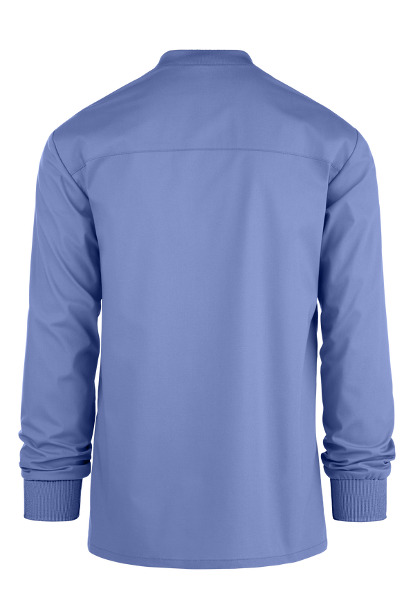 Cherokee Workwear Professionals Men's 3-Pocket STRETCH Snap Front Scrub Jacket - Ceil Blue - 2