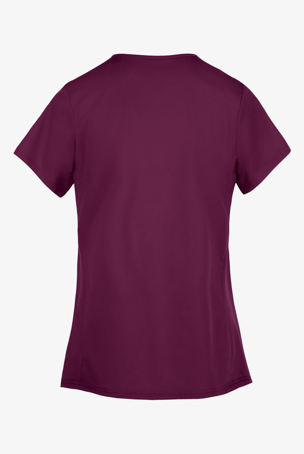 Blusa m&eacute;dica de maternidad UA Butter-Soft STRETCH con paneles de tejido y 3 bolsillos para mujer - Wine - 3