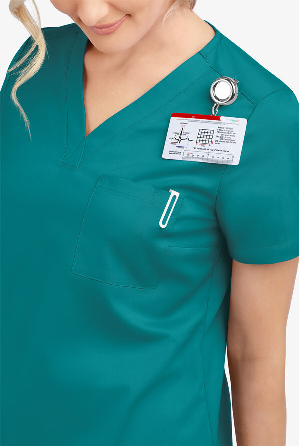 Blusa m&eacute;dica Butter-Soft STRETCH con cuello en V y 2 bolsillos para mujer - Teal - 5