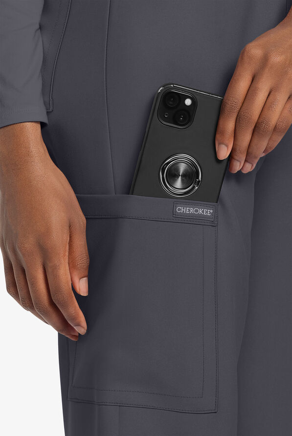 Cherokee Workwear Originals Ultra Unisex 3-Pocket Drawstring Straight Leg Scrub Pants - Pewter - 3