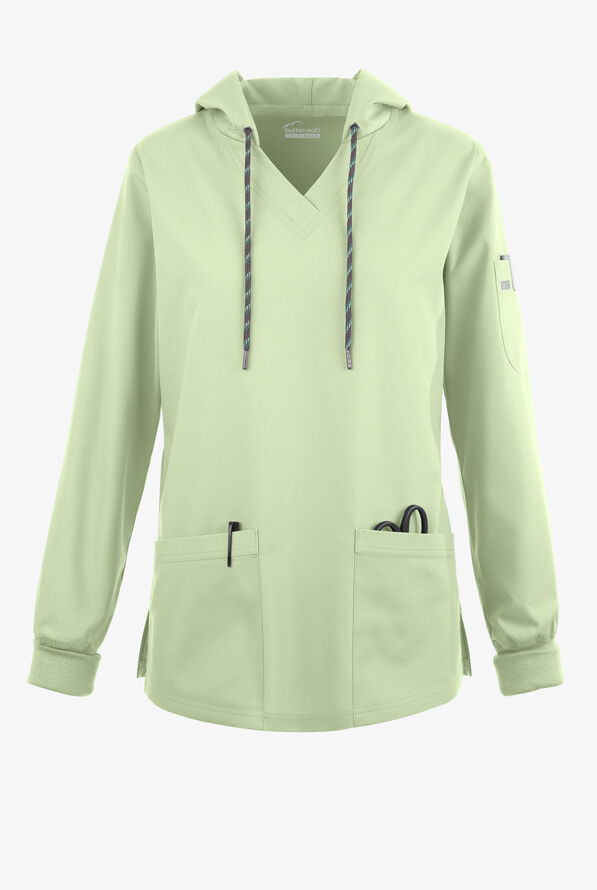 Sudadera médica manga larga Butter-Soft Originals con capucha y 5 bolsillos para mujer - Spring Mint - 1
