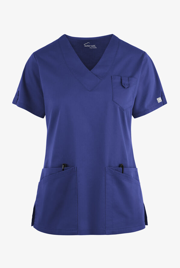 Butter-Soft STRETCH Women's 6-Pocket V-Neck Scrub Top - Galaxy - 1