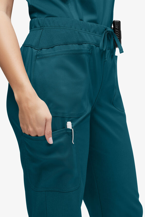 UA Exclusive Cherokee Workwear Revolution Women's 4-Pocket STRETCH Cargo Jogger Scrub Pants - Caribbean Blue - 4
