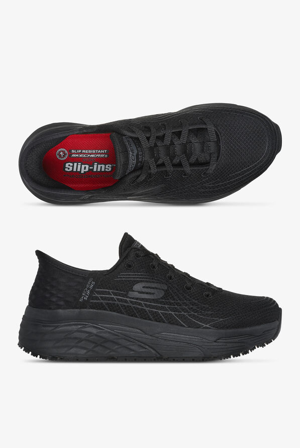 Zapatillas deportivas de enfermería Skechers Work Slip-In Max Cushioning con cordones para mujer - Black - 1