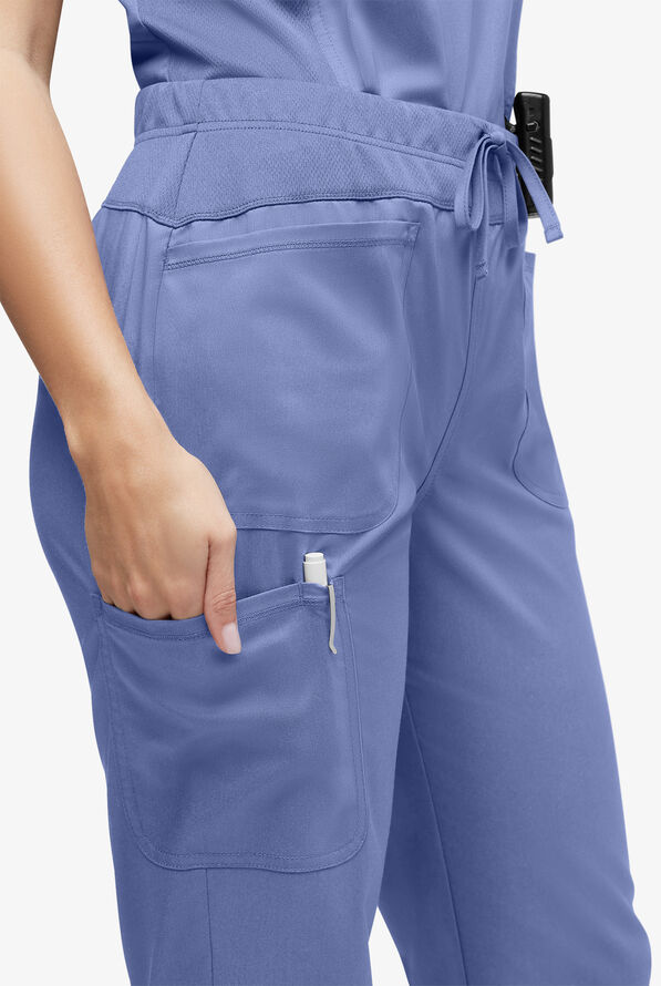 UA Exclusive Cherokee Workwear Revolution Women's 4-Pocket STRETCH Cargo Jogger Scrub Pants - Ceil Blue - 4