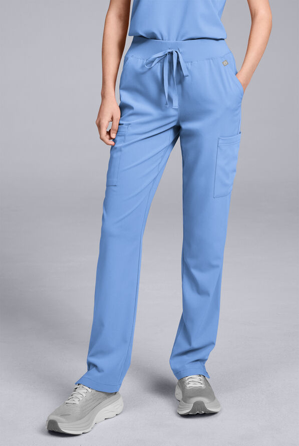 Hypothesis Women's Base 7-Pocket Straight Leg Cargo Scrub Pant - Petite - Ceil Blue - 1
