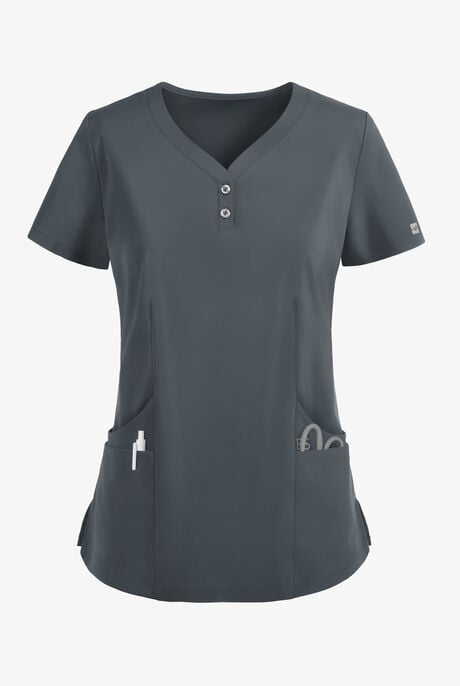 Easy STRETCH Demi Women's 4-Pocket Henley Scrub Top