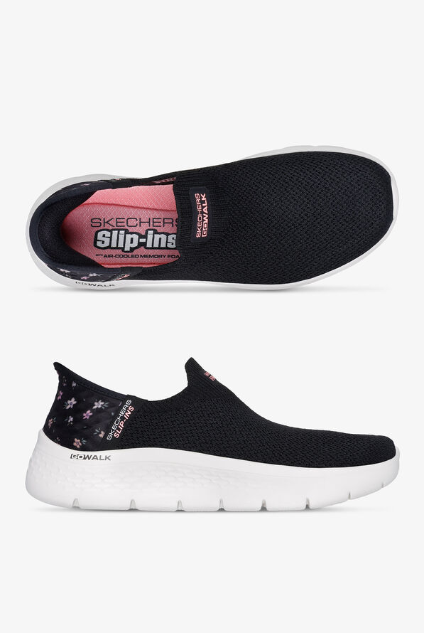 Skechers Performance Women's SLIP-INS Go Walk Flex Sunset Rose Knit Black Athletic Nursing Shoes - null - 1